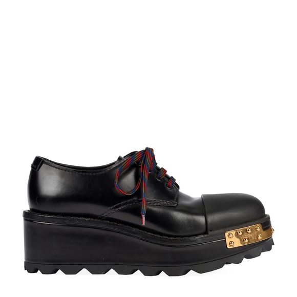 Prada Shoes - Prada Black Platform Lace-Up Women’s Shoe with Gold Toe Accent